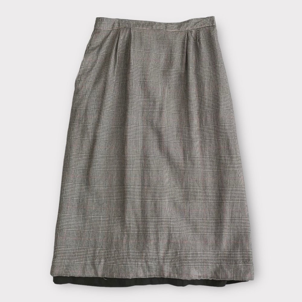 Vintage Worthington Women’s Skirt Size 7 Midi Houndstooth Plaid Checks Modest